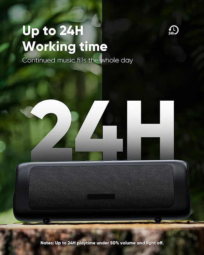 Bluetooth Speaker, Waterproof Speaker with HD Sound, Up to 24H Playtime, TWS Pairing, BT5.3, Portable Wireless Speakers for Home/Party/Outdoor/Beach, Electronic Gadgets, Birthday Gift (Black)