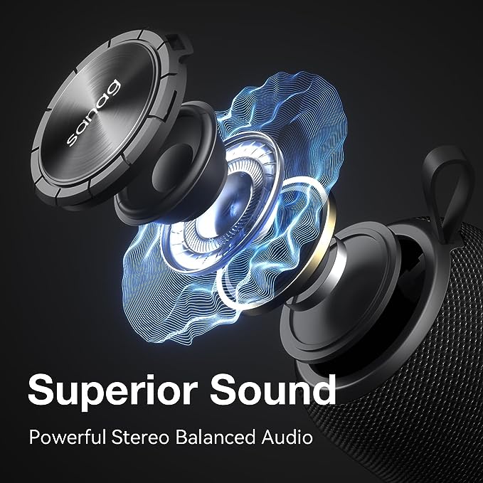 Portable Bluetooth Speaker, Bluetooth 5.0 Dual Pairing Wireless Mini Speaker, Waterproof for Travel Outdoors Home and Party Black