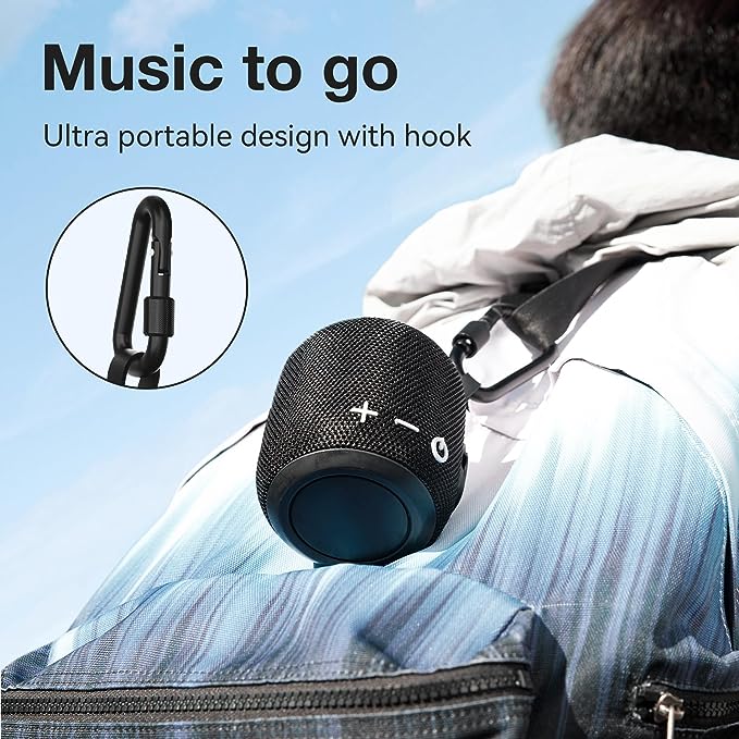 Portable Bluetooth Speaker, Bluetooth 5.0 Dual Pairing Wireless Mini Speaker, Waterproof for Travel Outdoors Home and Party Black