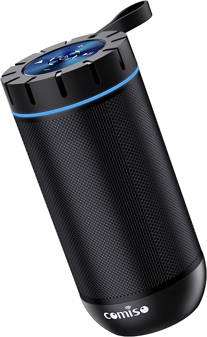 Waterproof Speakers 360° HD Surround Sound Wireless Dual Pairing, 18H Playtime, Portable Speaker for Shower, Home, Outdoor, Camping, Beach - Black