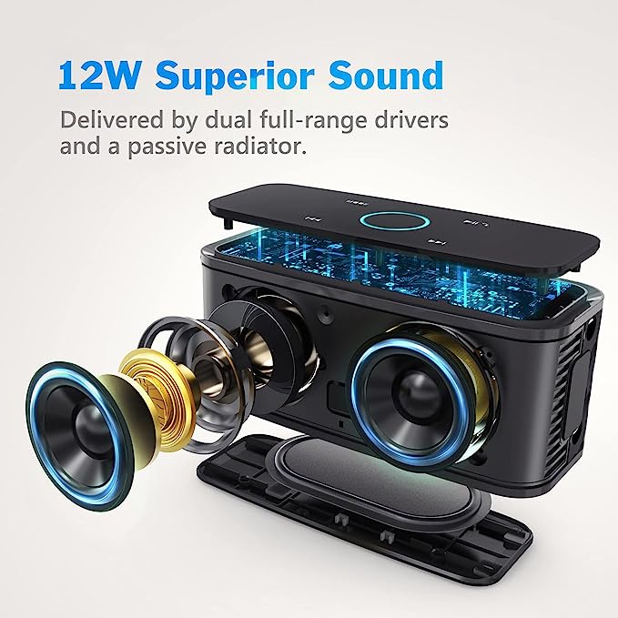 Portable Wireless Speaker , Touch Control, Handsfree, Speaker for Home, Outdoor, Travel-Black