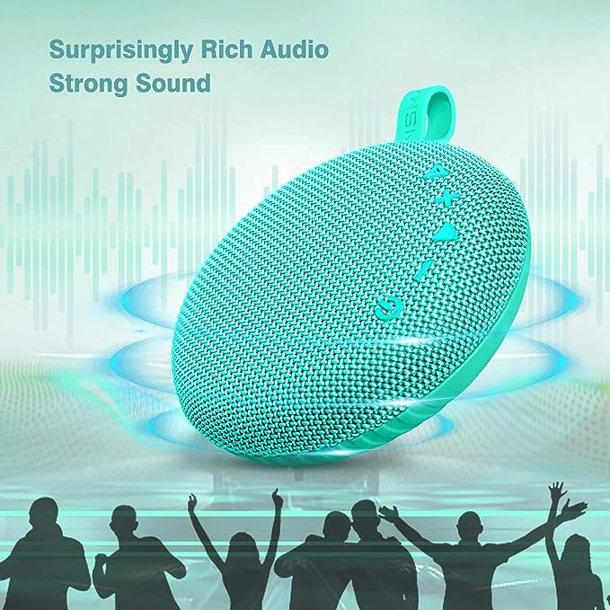 Waterproof Bluetooth Speakers, Floatable Portable Wireless Small Shower Speaker, Punchy Bass Loud Sound, Stereo Pairing, 24H Playtime, Hands-Free Clear Call (Mint)