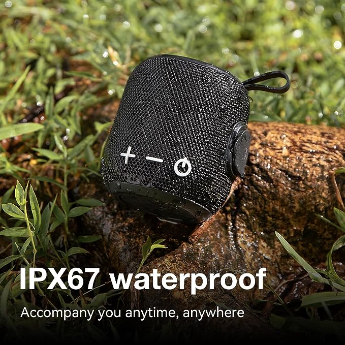 Portable Bluetooth Speaker, Bluetooth 5.0 Dual Pairing Wireless Mini Speaker, Waterproof for Travel Outdoors Home and Party Black