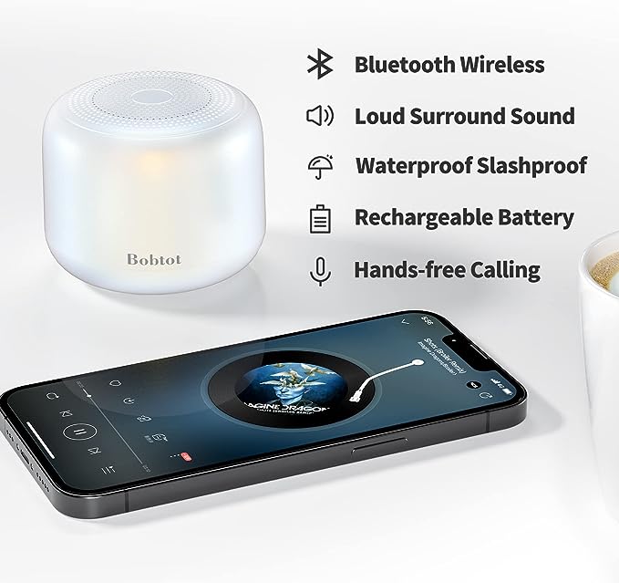 Portable Bluetooth Speakers Wireless Speaker- Waterproof Speaker with Loud Stereo Sound,15 Hours Playtime, Rechargeable Battery, Built-In Microphone, Mini Speaker with Strap Easy to Carry White