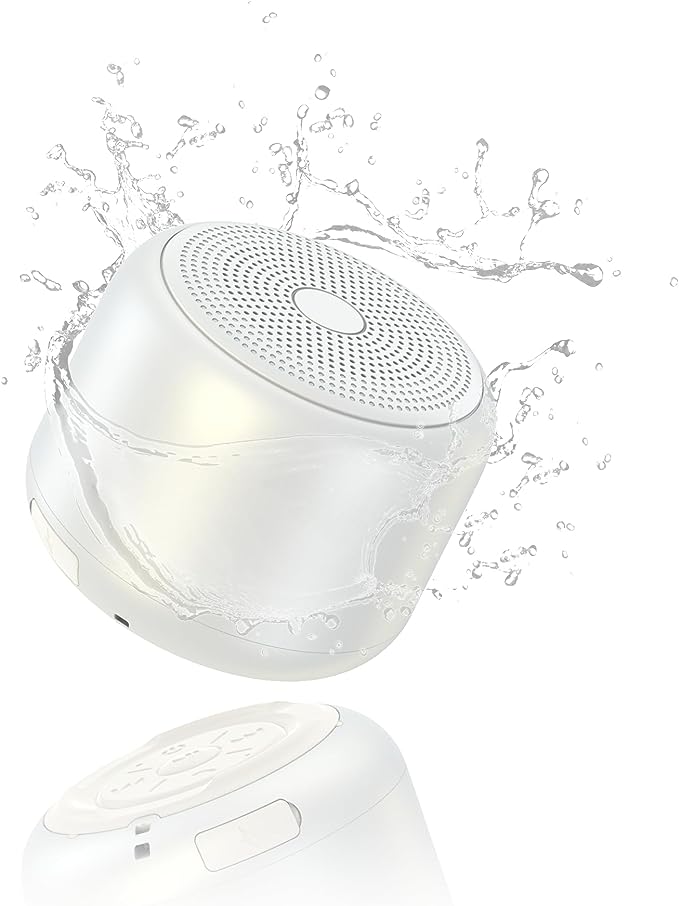 Portable Bluetooth Speakers Wireless Speaker- Waterproof Speaker with Loud Stereo Sound,15 Hours Playtime, Rechargeable Battery, Built-In Microphone, Mini Speaker with Strap Easy to Carry White