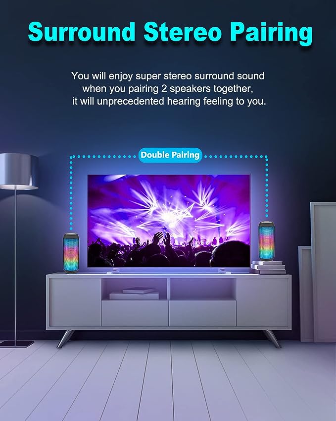 Wireless Bluetooth Speaker - Portable Speaker with Multi LED Light