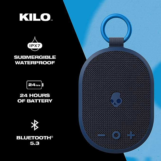 Waterproof Mini Bluetooth Speaker with 24 Hour Battery, Downward Firing Passive Radiator, and True Wireless Pairing - Perfect for Outdoor (Navy)