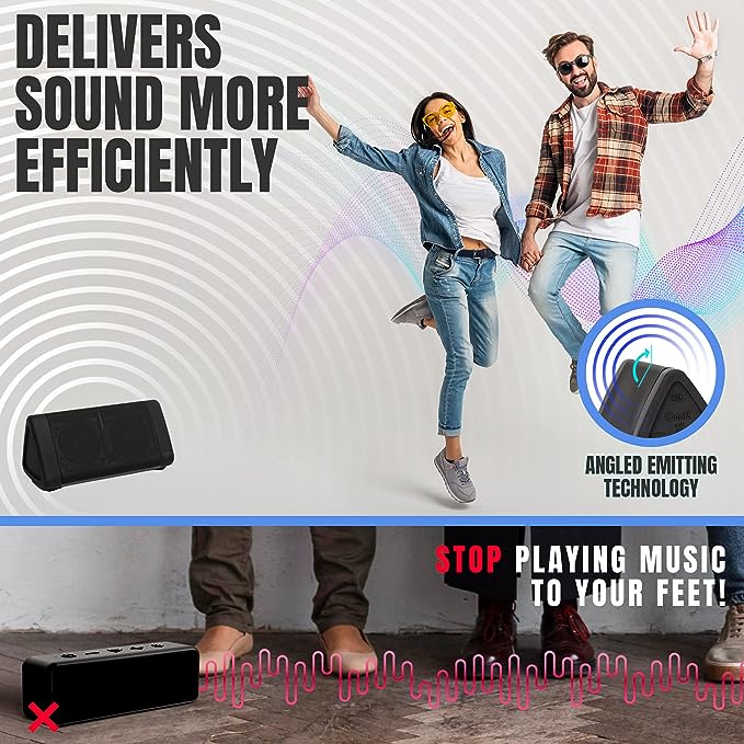 Bluetooth Portable Speaker, Compact Size,  100 Foot Wireless Range, IPX5, Perfect Travel Speaker, Bluetooth Speakers by Cambridge Sound Works (Black)