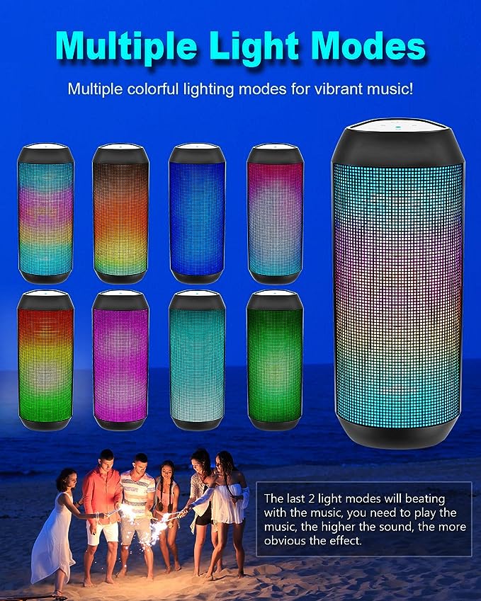 Wireless Bluetooth Speaker - Portable Speaker with Multi LED Light