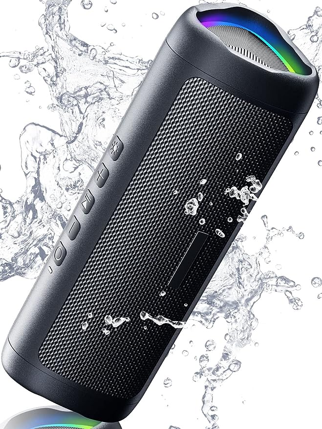 Bluetooth Speaker,  Waterproof Speaker with HD Sound, Up to 24H Playtime, TWS Pairing, BT5.3, Portable Wireless Speakers for Home/Party/Outdoor/Beach, Electronic Gadgets, Birthday Gift (Black)